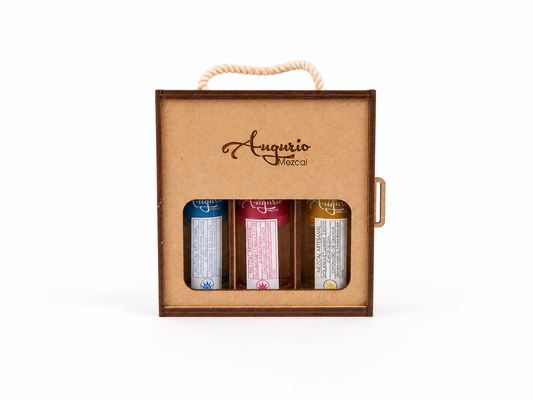 Kit Augurio Mezcal — 3 Agaves | Caja de Madera